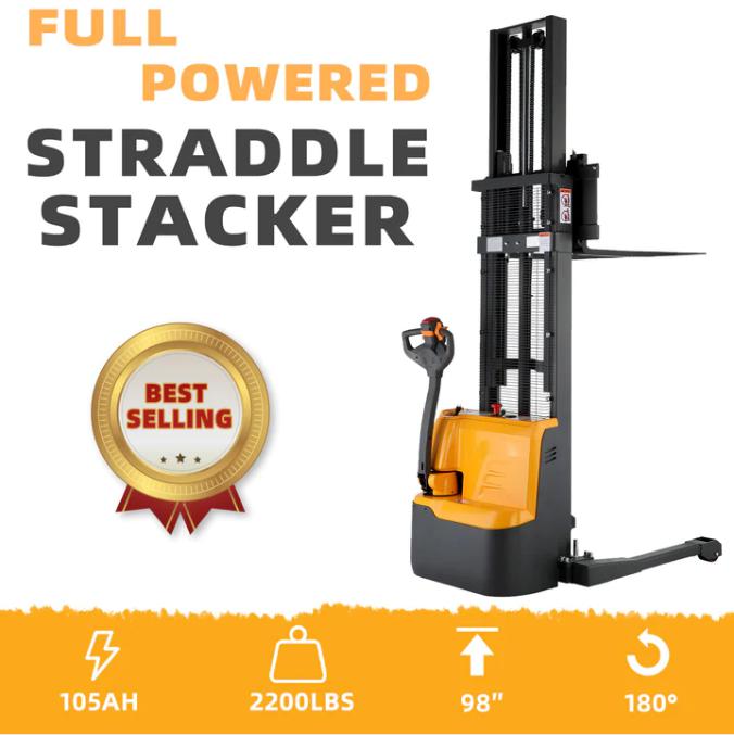 Apollolift Powered Forklift Full Electric Walkie Stacker 2640lbs Cap. Straddle Legs.98" lifting