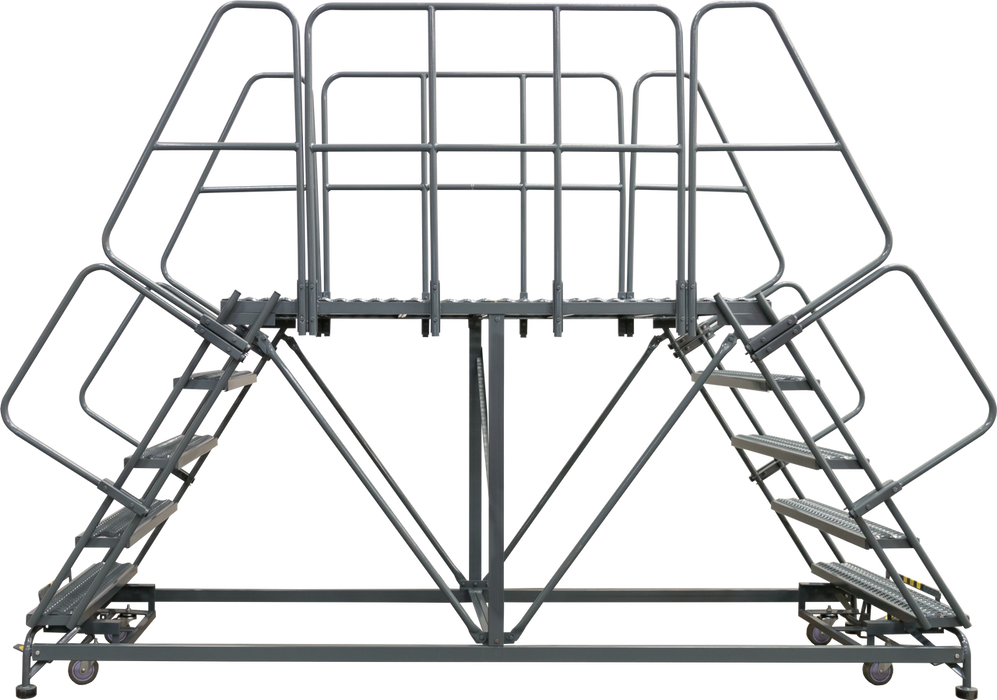 Ballymore Double Entry Work Platforms with Handrails, 6 Step, 33 In Wide Base, 72 in Platform Depth, Serrated Tread (DEP6-2472)