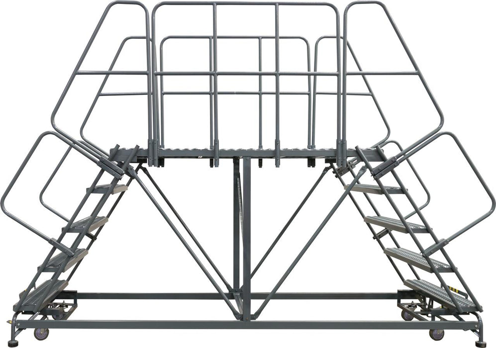 Ballymore Double Entry Work Platforms with Handrails, 5 Step, 33 In Wide Base, 36 in Platform Depth, Serrated Tread (DEP5-2436)