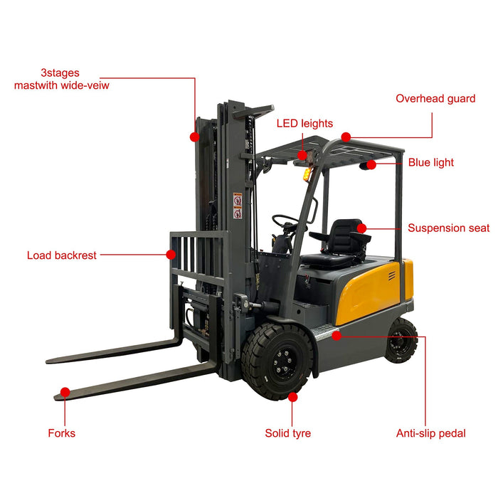 Apollolift Lead acid Battery 4-wheel Electric Forklift 6600lbs Cap. 197" Lifting A-4014