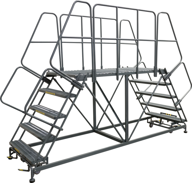 Ballymore Double Entry Work Platforms with Handrails, 6 Step, 33 In Wide Base, 48 in Platform Depth, Serrated Tread (DEP6-2448)