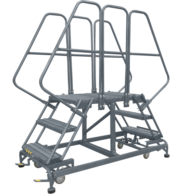 Ballymore Double Entry Work Platforms with Handrails, 4 Step, 38 In Wide Base, 72 in Platform Depth, Serrated Tread ( DEP4-3672)