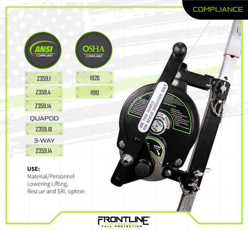 Frontline Fall QAN75RA-US Patriot™ Confined Space Quadpod with 3-Way Retrieval System - Made in USA