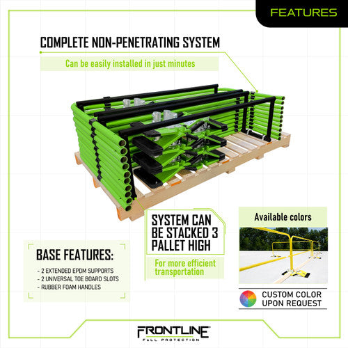 Frontline Fall Universal 5' Guardrails with Bases Complete Kit (50')