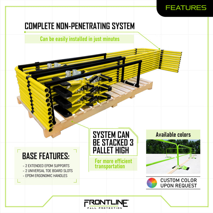 Frontline Fall Guardrail System Non-Penetrating Complete 75' Kit