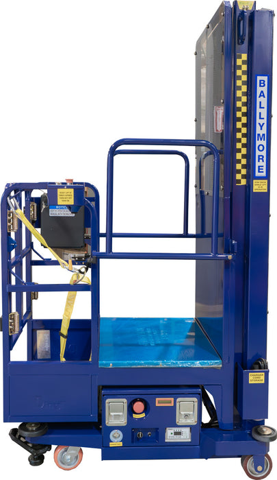 Ballymore Personnel Lift: Push-Around, Battery, 650 lb Load Capacity, 7 ft 10 in Closed Height (PS-12S)