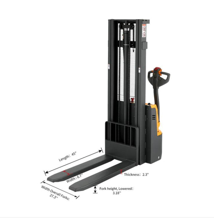 Apollolift Powered Forklift Full Electric Walkie Stacker 3300lbs Cap. Fixed Legs.118" Lifting