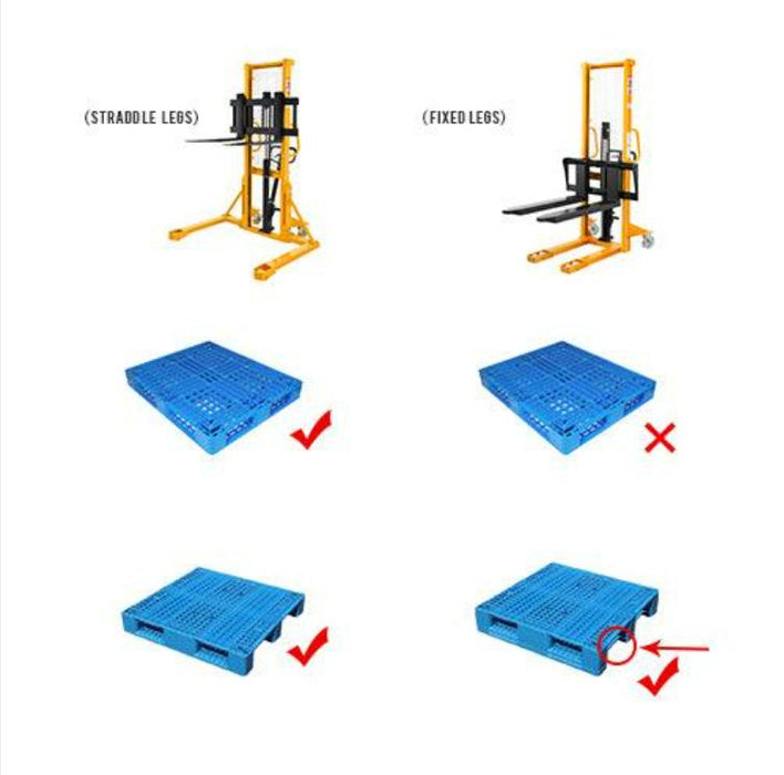 Apollolift Manual Hydraulic Stacker Pallet Stacker Adjustable Forks 2200lbs Cap. 63" Lift Height